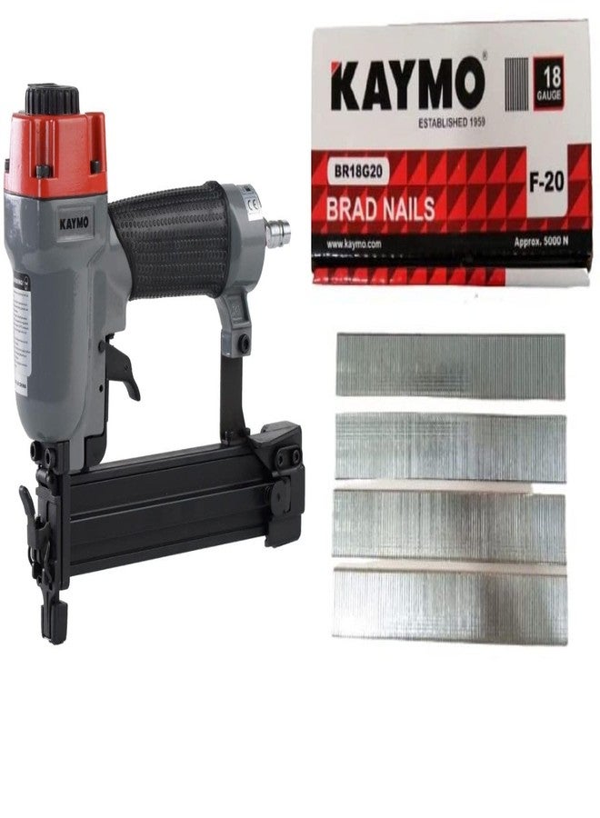 Kaymo Pneumatic Brad Nailer ECO-PB18G32 with Kaymo BR18G20 18-Gauge F-20mm Galvanized Brad Nails (5000 Pieces) - Image 1